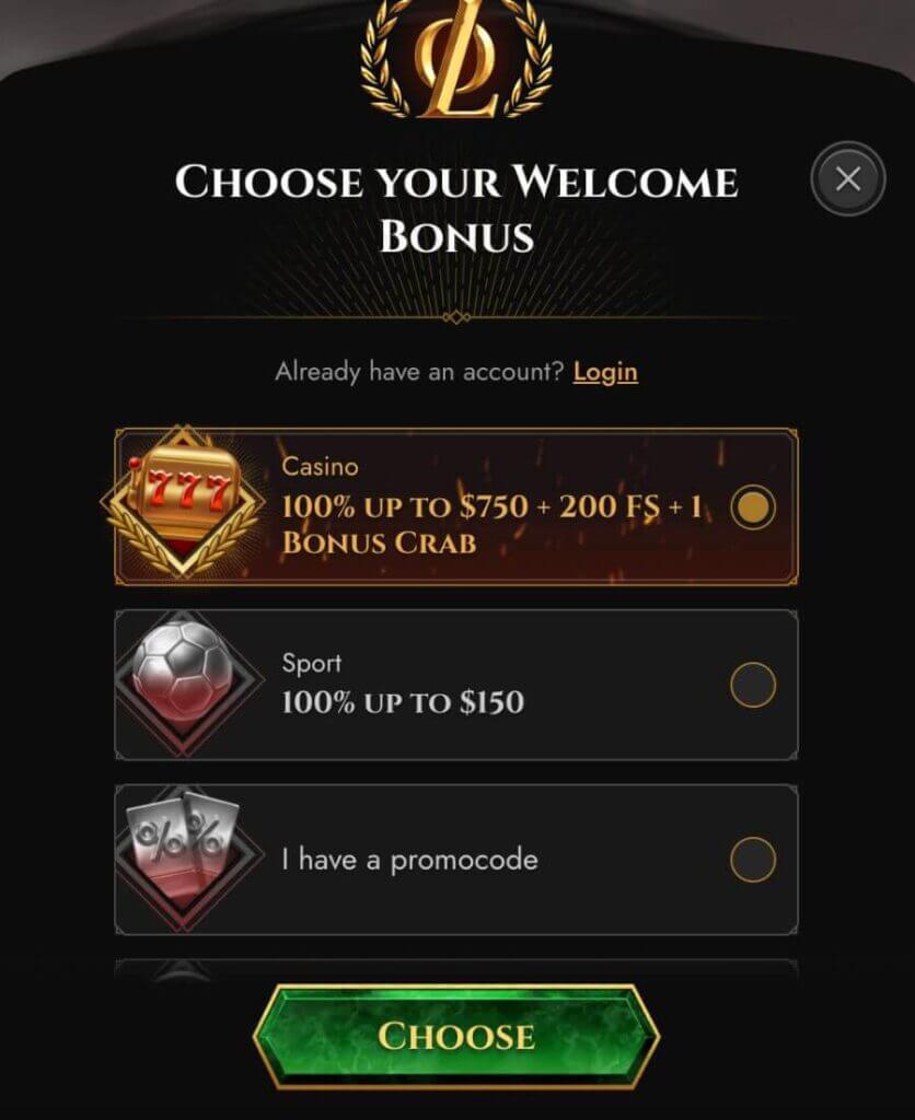Legiano Casino Login