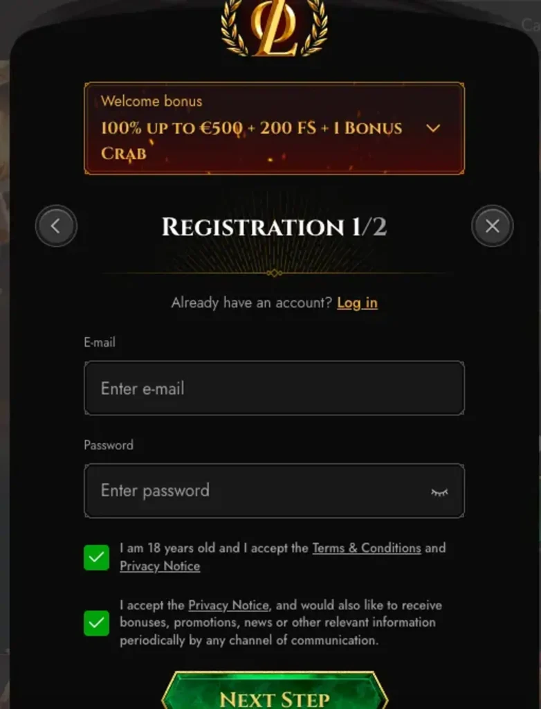 Legiano Casino Registrierung